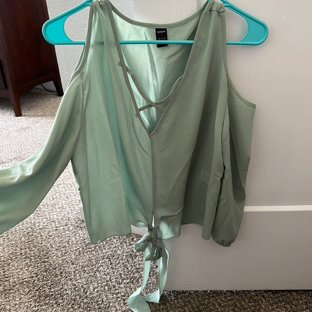 Cold shoulder halter top